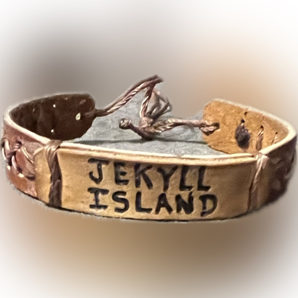 💥New Jekyll Island Leather Adjustable Multi String Bracelet Ocean Beach Souvenir